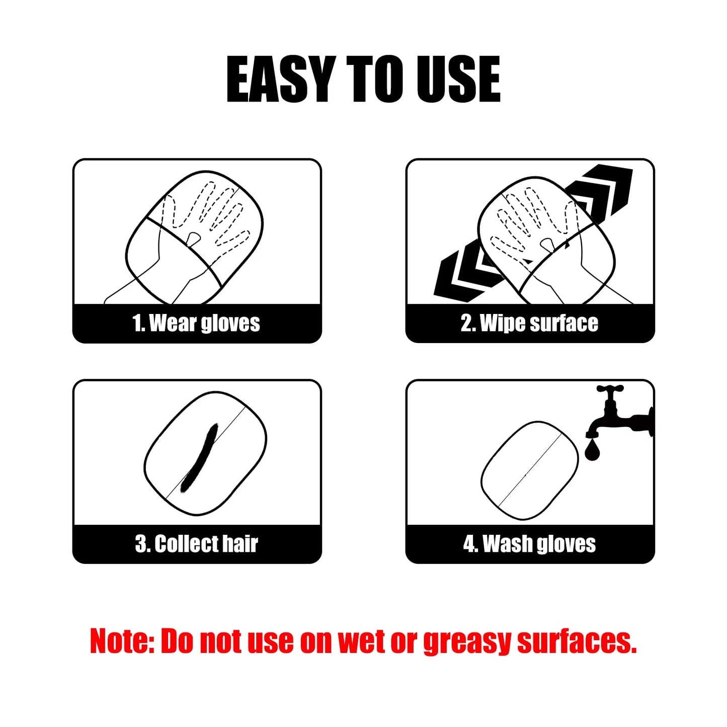 Pet Hair Removal Tool Reusable Static Removal Gloves, Double-Sided Grooming Gloves for Pets, Removes Pet Fur Hair for Carpets